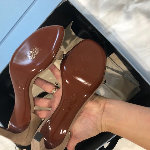 NWT Lanvin nude suede sandals with metal studs - Picture 9 of 15